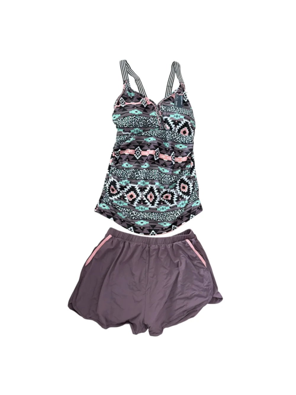 NWT Summer Mae Tankini Swim Set Size 12 Tribal Print Top Shorts